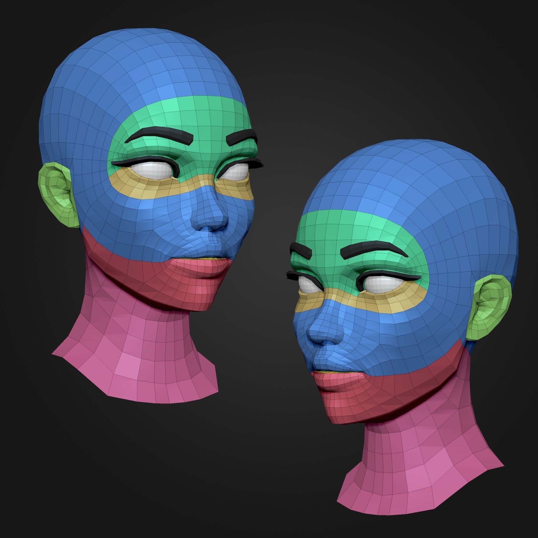 Stylized Female Base Mesh  Low-poly 3D model_1