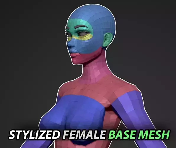 Stylized Female Base Mesh  Low-poly 3D model