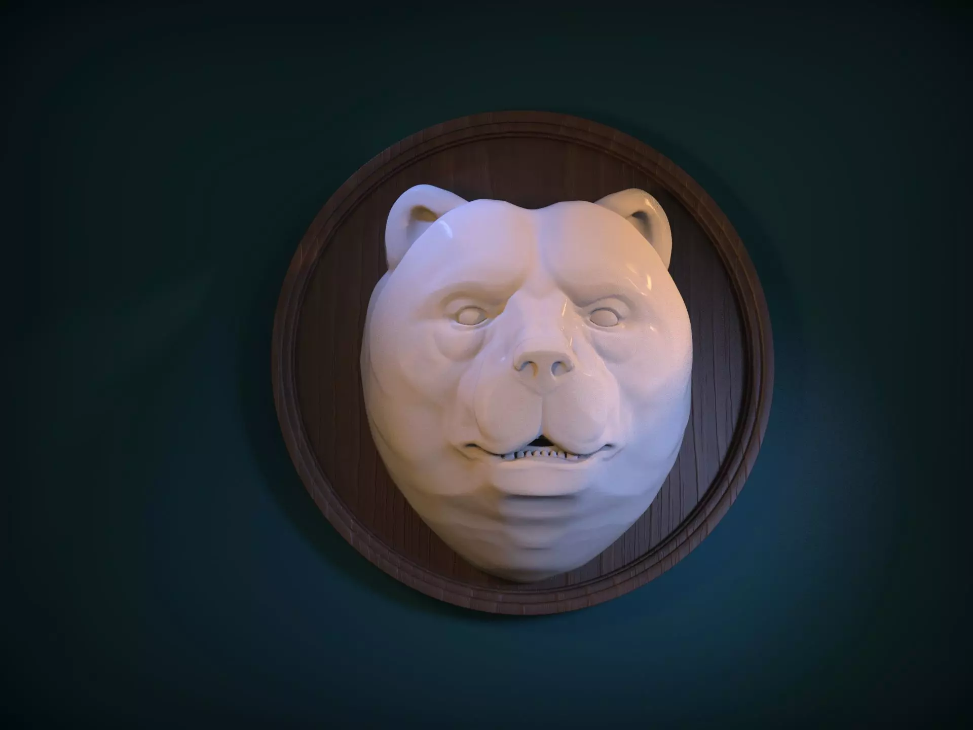 Bear Head front Bas Relief 3D print model