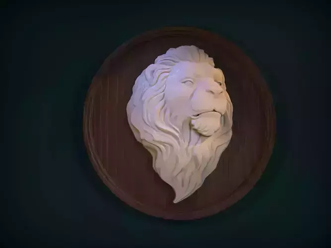 Basrelief of a lions head 3D print model
