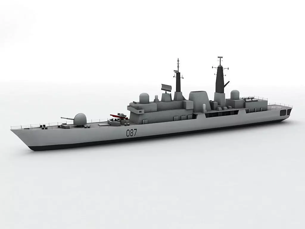  Type 42 Destroyer Military Ship Low-poly 3D model_0