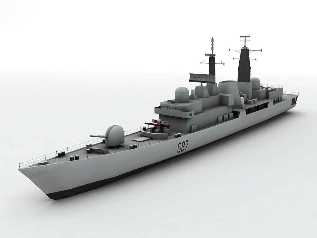 Type 42 Destroyer Military Ship Low-poly 3D model_1