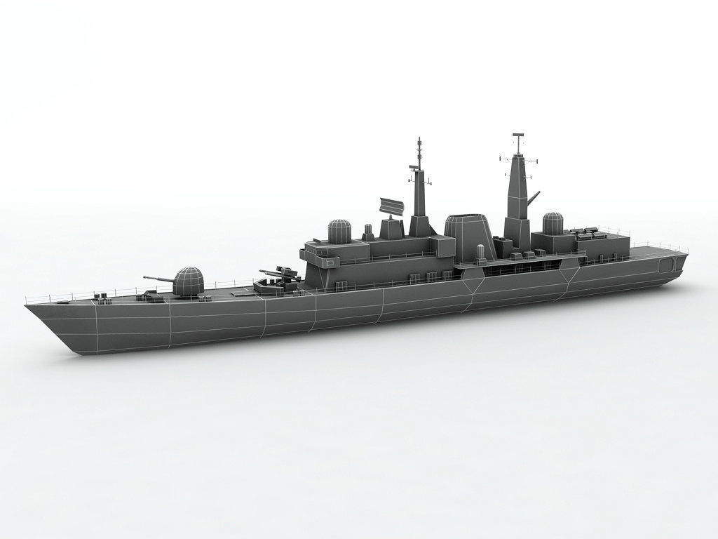  Type 42 Destroyer Military Ship Low-poly 3D model_4
