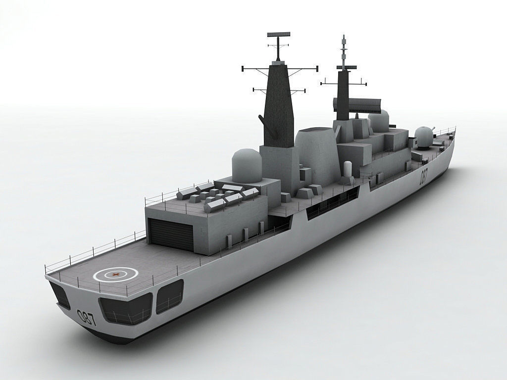  Type 42 Destroyer Military Ship Low-poly 3D model_2