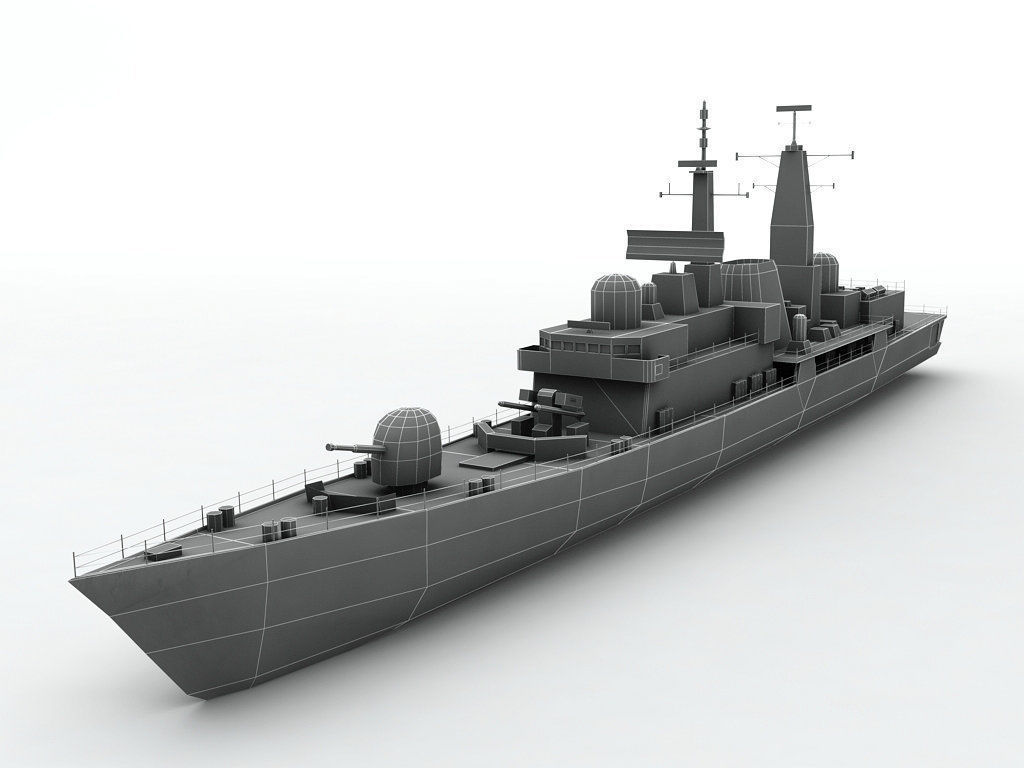  Type 42 Destroyer Military Ship Low-poly 3D model_5