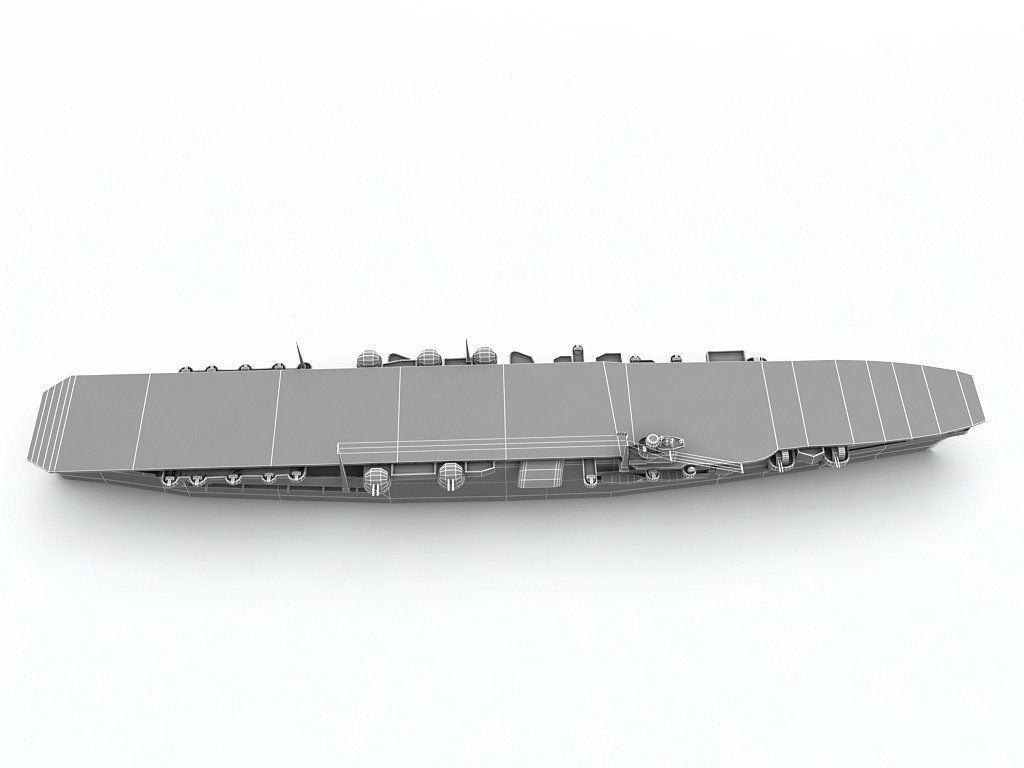 Kaga Aircraft Carrier Ship WWII Low-poly 3D model_3
