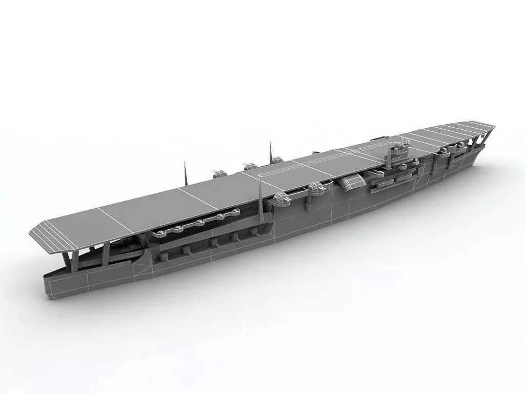 Kaga Aircraft Carrier Ship WWII Low-poly 3D model_0