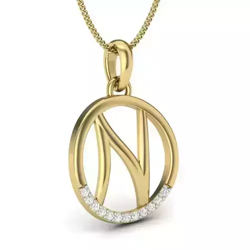 Alphabet-N pendant 3dm render detail 3D print model 3D print model
