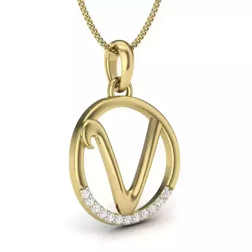Alphabet-V pendant 3dm render detail 3D print model 3D print model