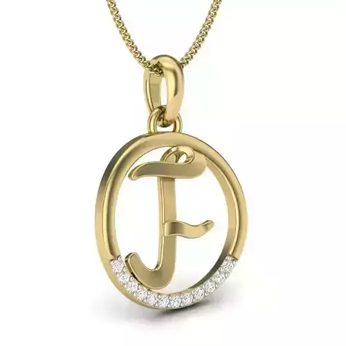 Alphabet-F pendant 3dm render detail 3D print model 3D print model