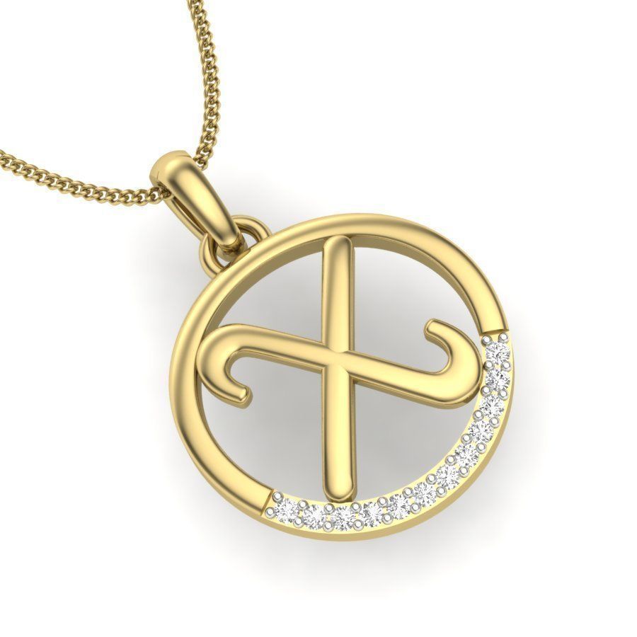 Alphabet-X pendant 3dm render detail 3D print model 3D print model_2