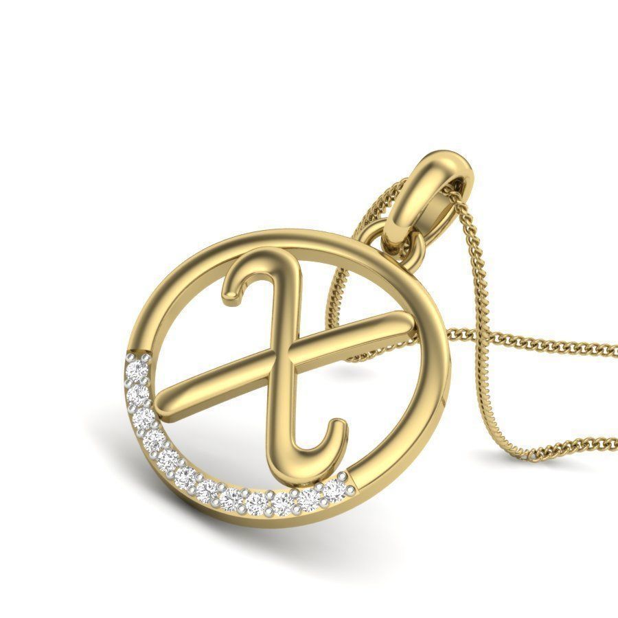 Alphabet-X pendant 3dm render detail 3D print model 3D print model_4