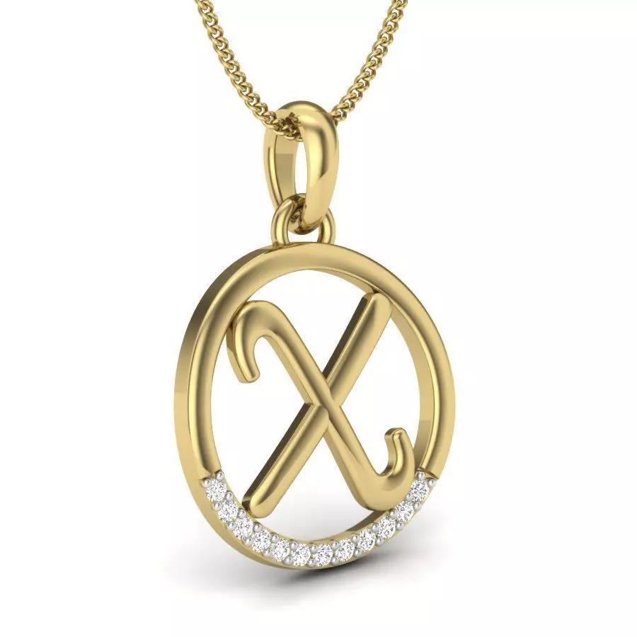 Alphabet-X pendant 3dm render detail 3D print model 3D print model_0
