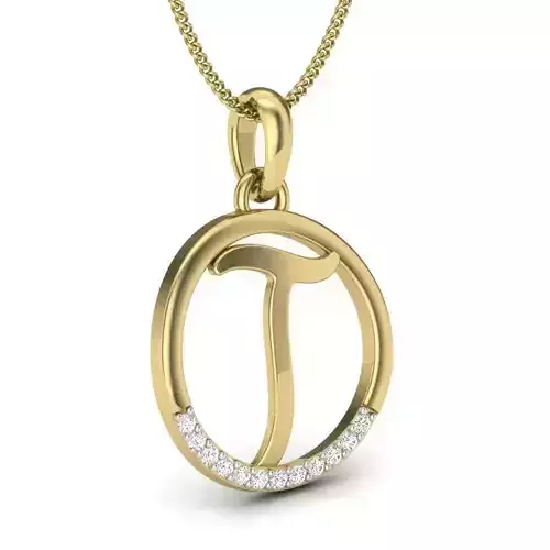 Alphabet-T pendant 3dm render detail 3D print model 3D print model