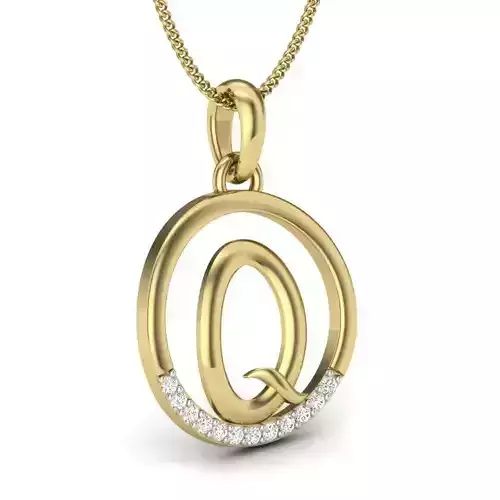 Alphabet-Q pendant 3dm render detail 3D print model 3D print model