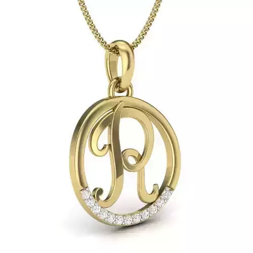 Alphabet-R pendant 3dm render detail 3D print model 3D print model