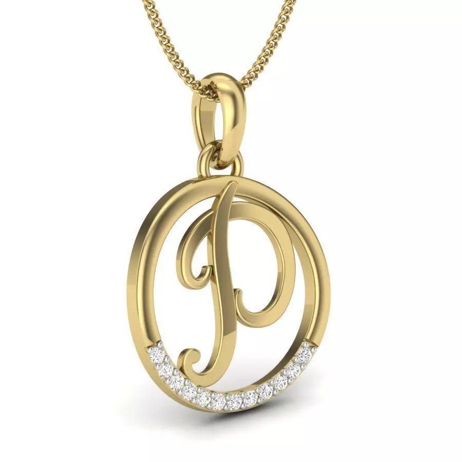 Alphabet-P pendant 3dm render detail 3D print model 3D print model