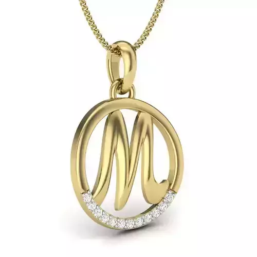 Alphabet-M pendant 3dm render detail 3D print model 3D print model