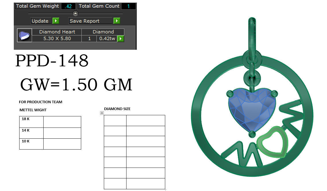 Mom pendant 3dm render detail 3D print model 3D print model_6