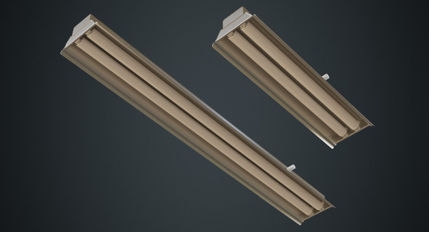 Fluorescent Bulb 1B Low-poly 3D model_1