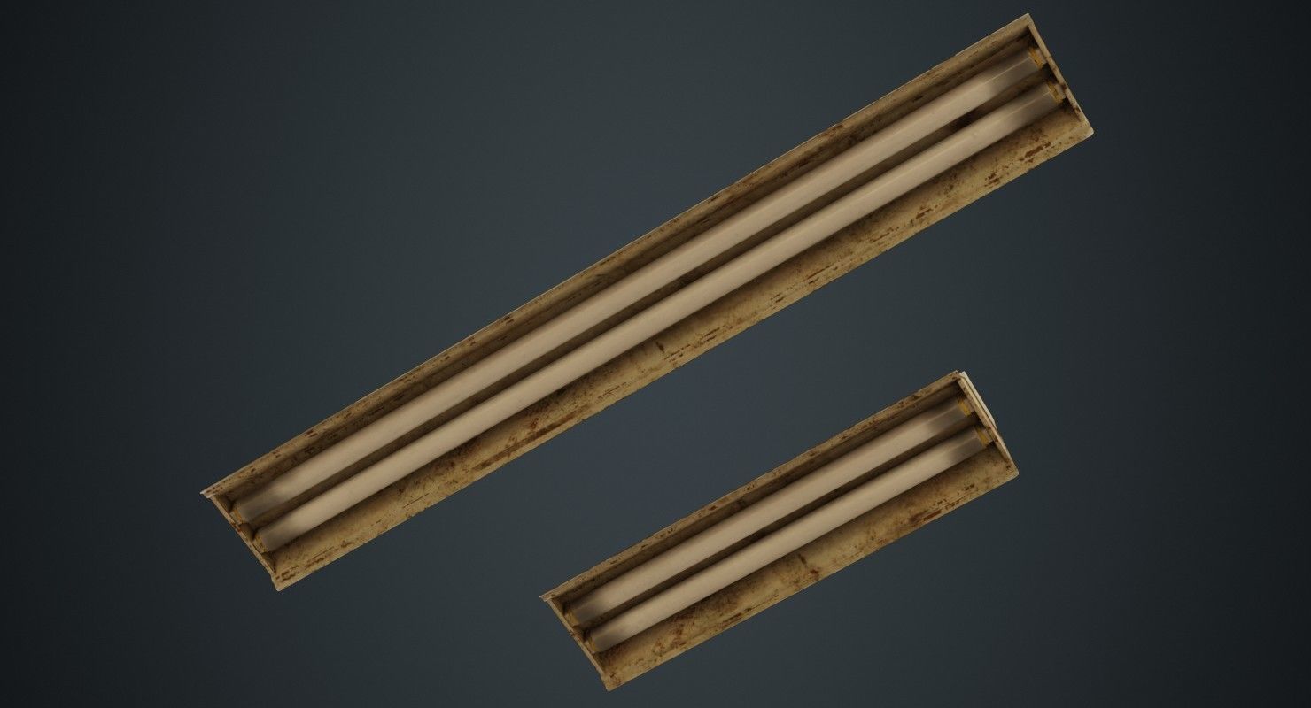 Fluorescent Bulb 1C Low-poly 3D model_2