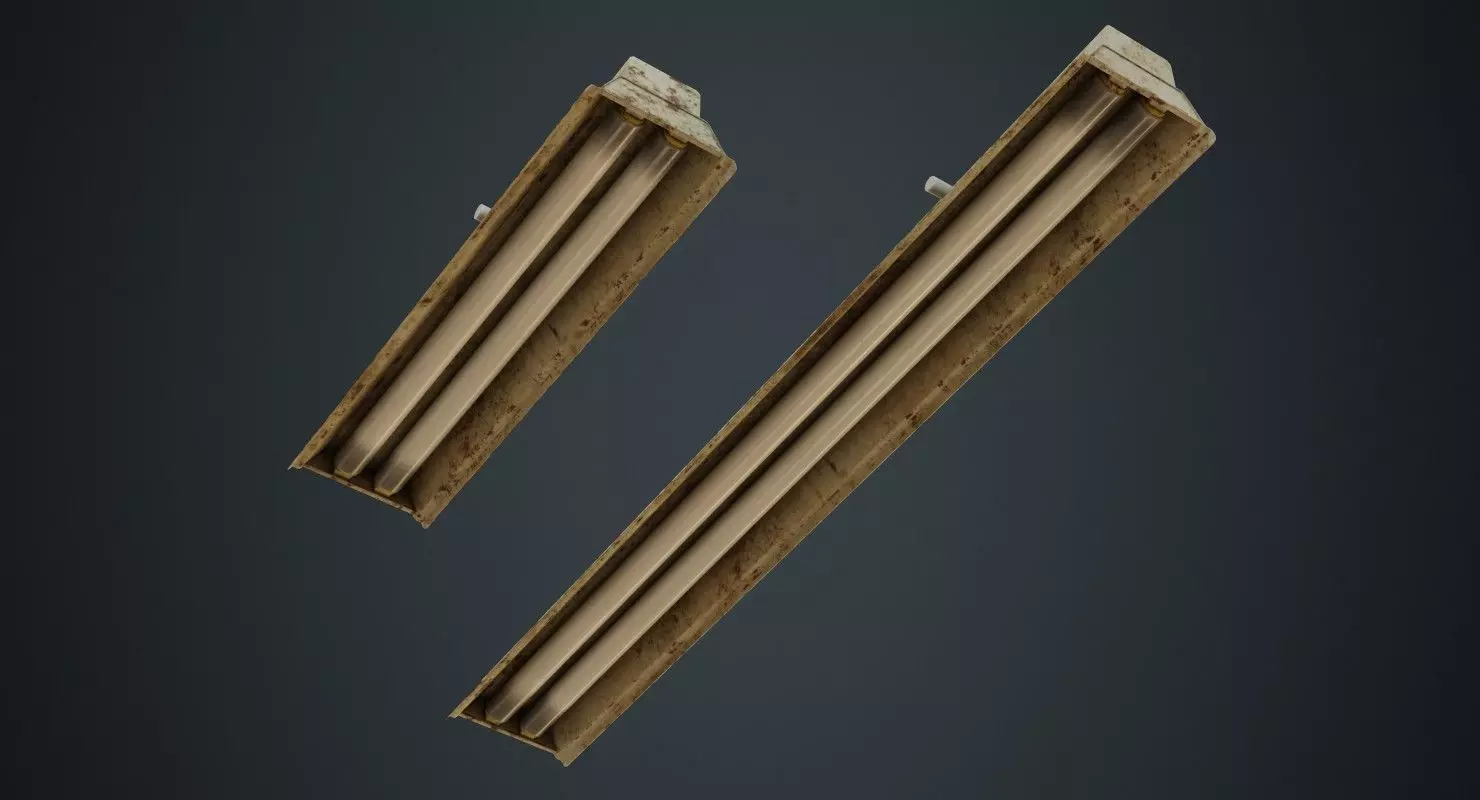 Fluorescent Bulb 1C Low-poly 3D model_0