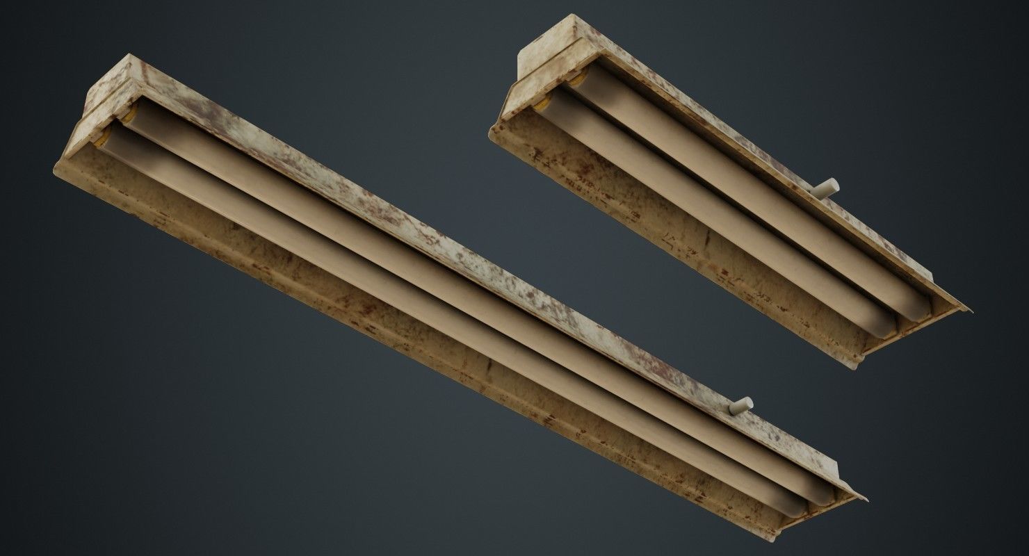 Fluorescent Bulb 1C Low-poly 3D model_1