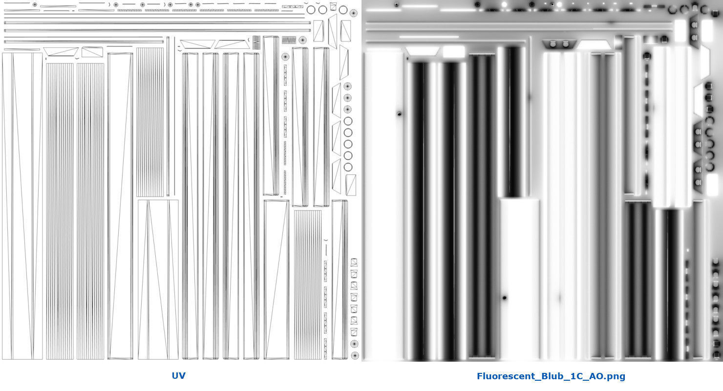 Fluorescent Bulb 1C Low-poly 3D model_7
