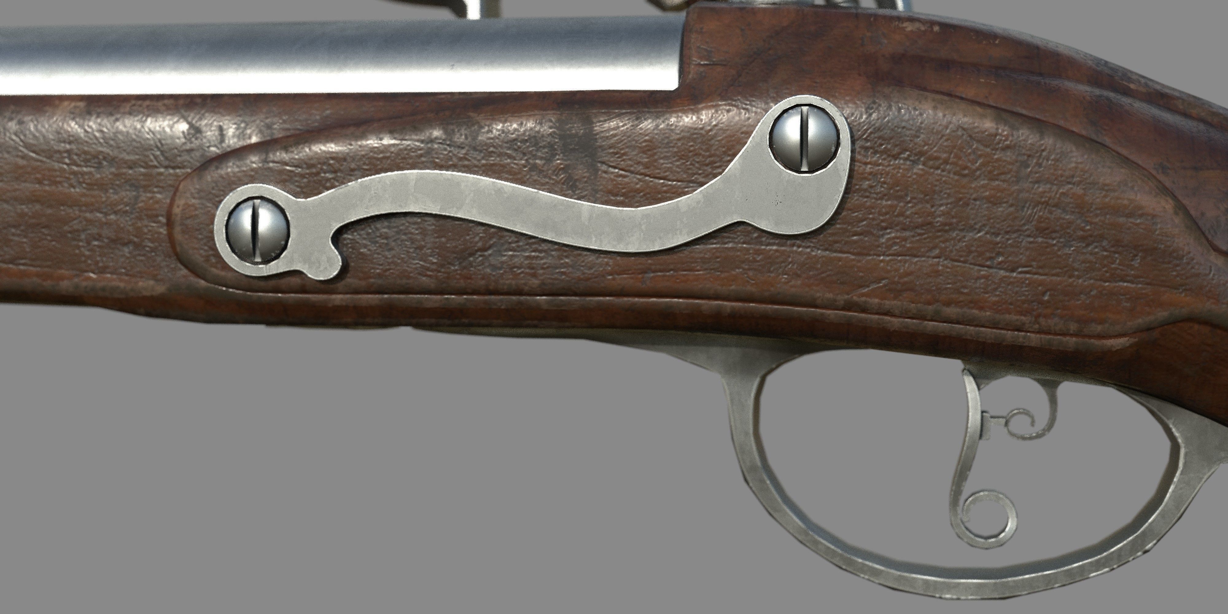Weapon - Flemish Flintlock Pistol Low-poly 3D model_22