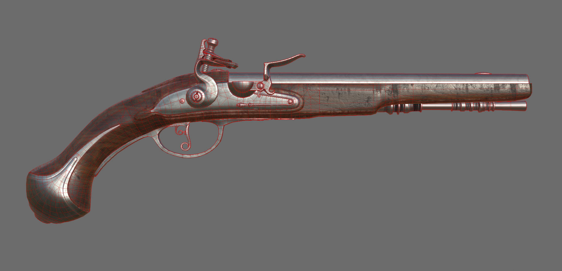 Weapon - Flemish Flintlock Pistol Low-poly 3D model_32