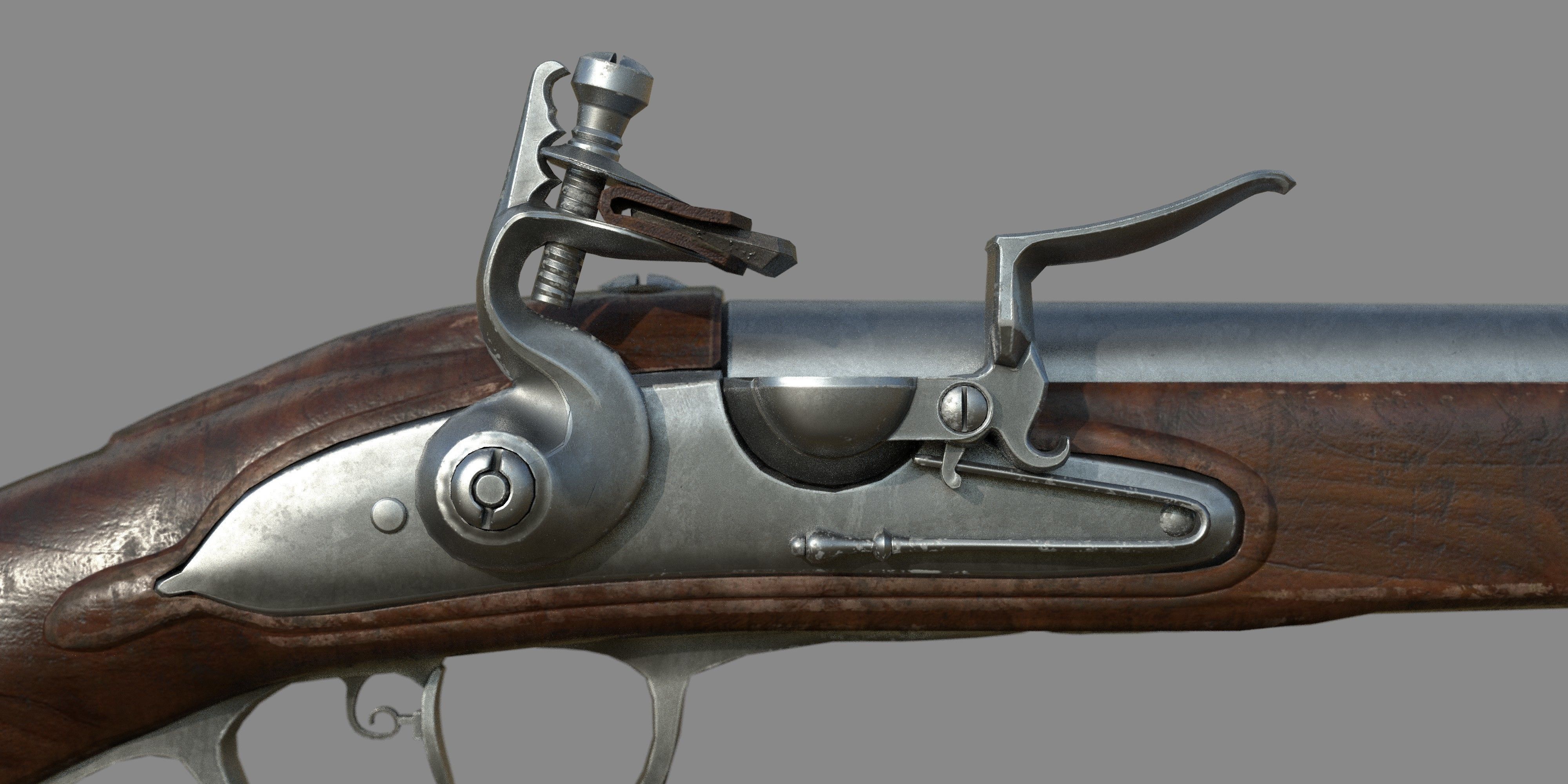 Weapon - Flemish Flintlock Pistol Low-poly 3D model_18
