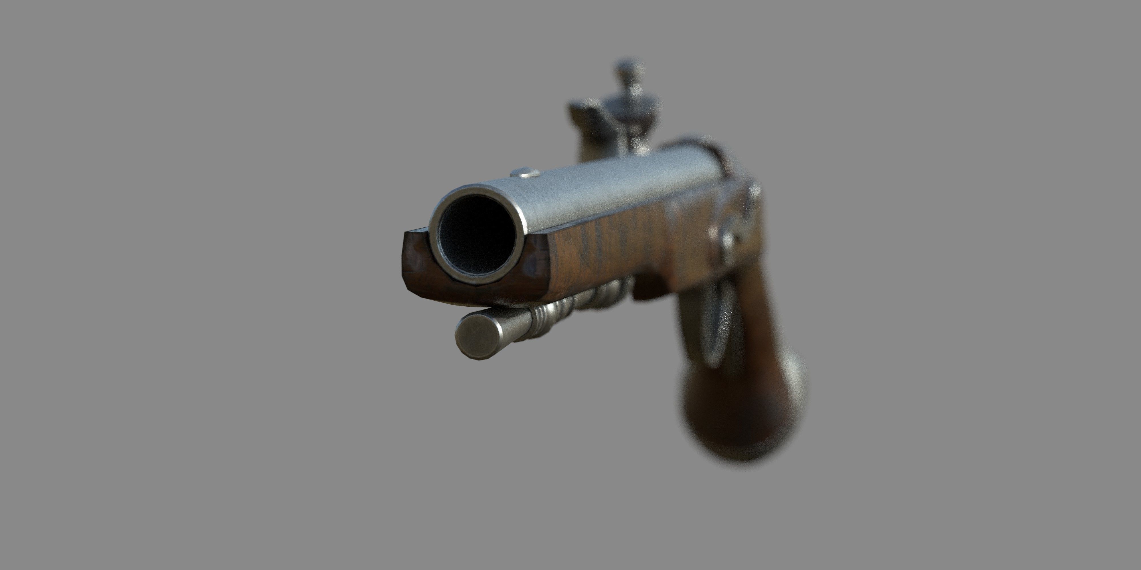 Weapon - Flemish Flintlock Pistol Low-poly 3D model_7