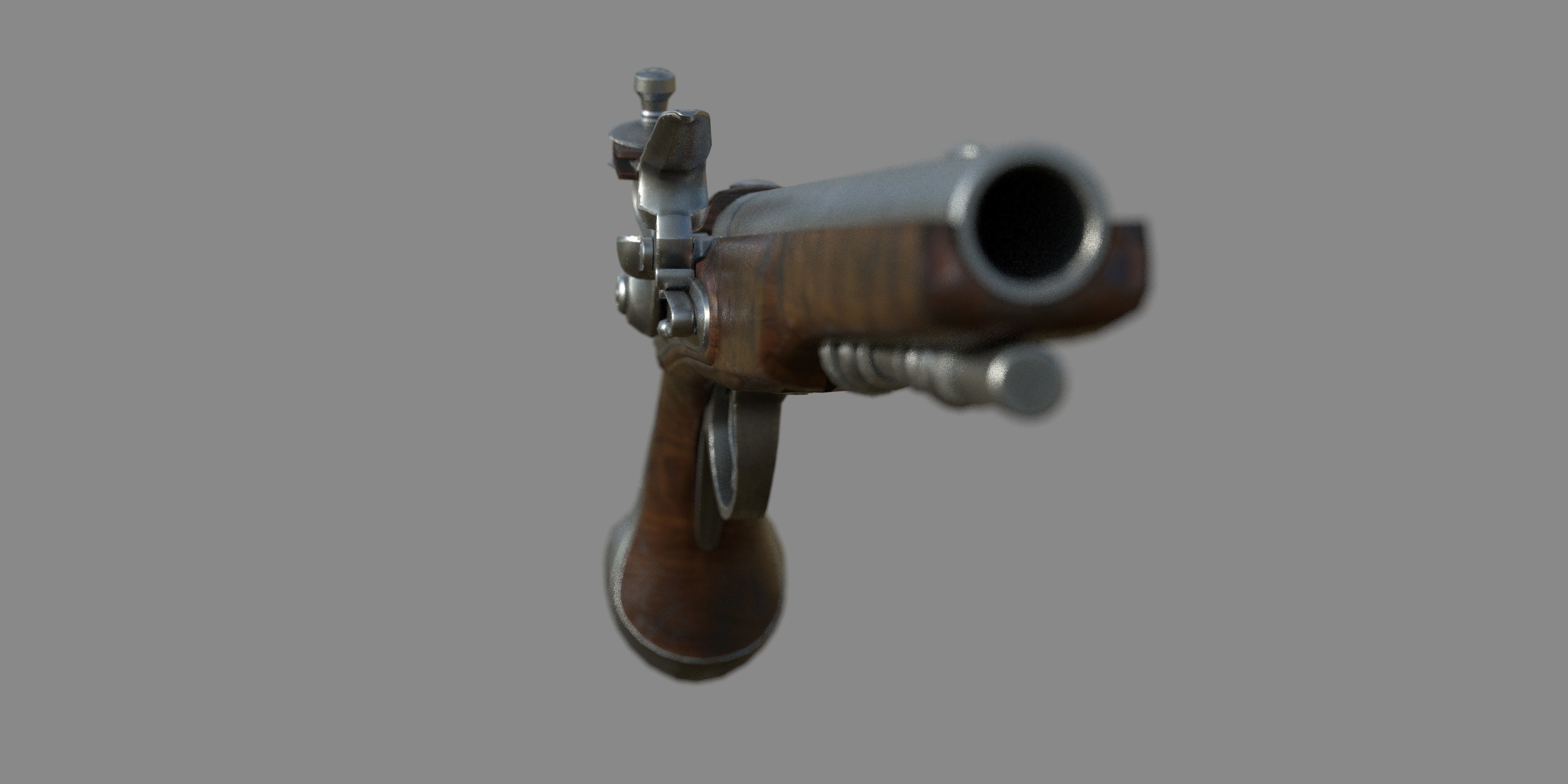 Weapon - Flemish Flintlock Pistol Low-poly 3D model_6