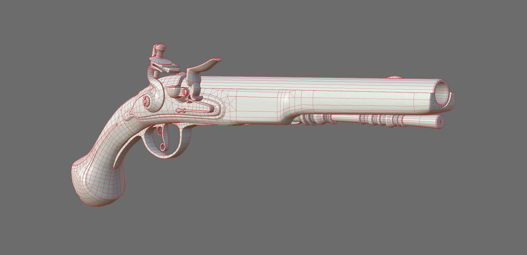 Weapon - Flemish Flintlock Pistol Low-poly 3D model_40