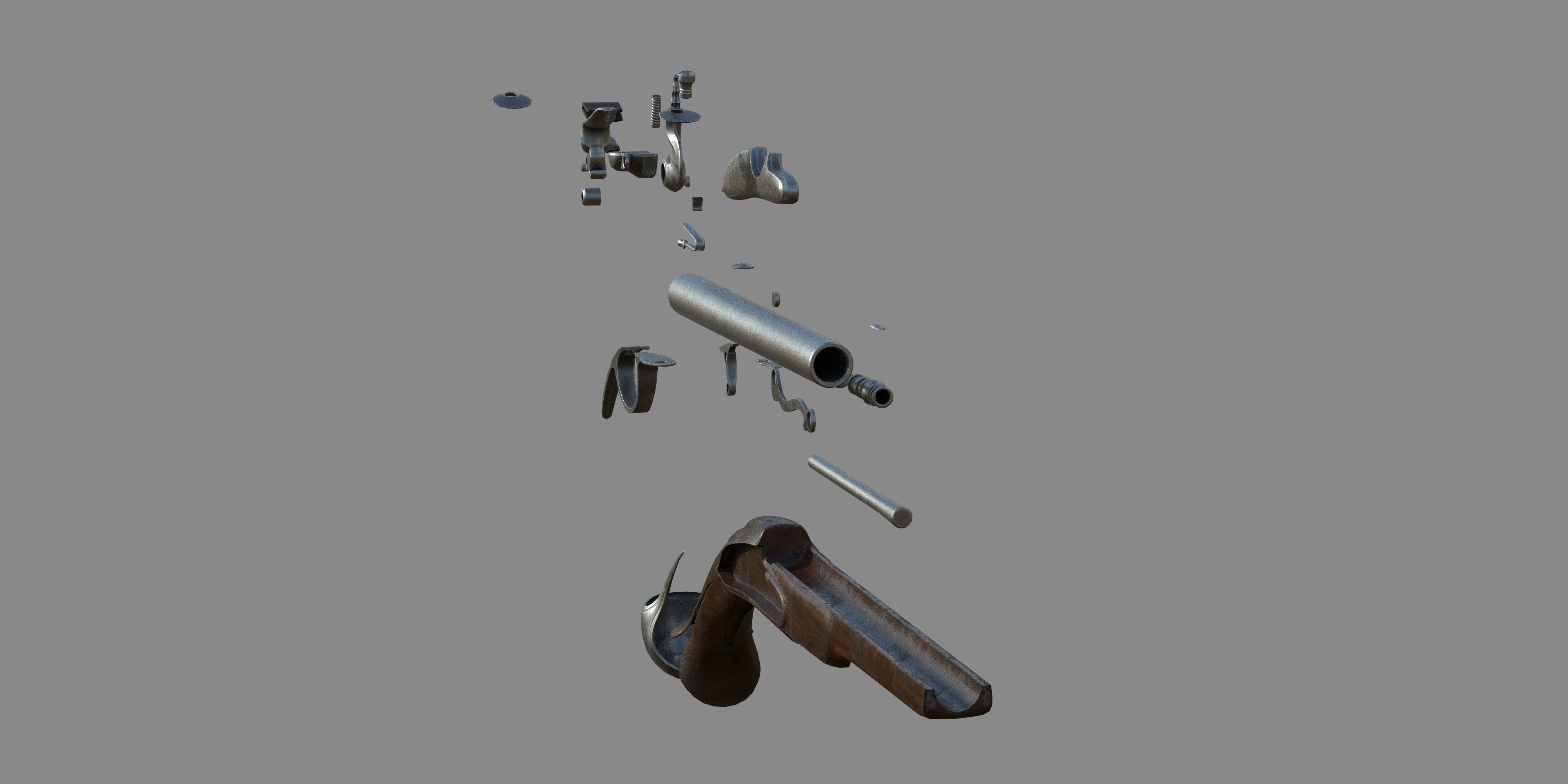 Weapon - Flemish Flintlock Pistol Low-poly 3D model_25