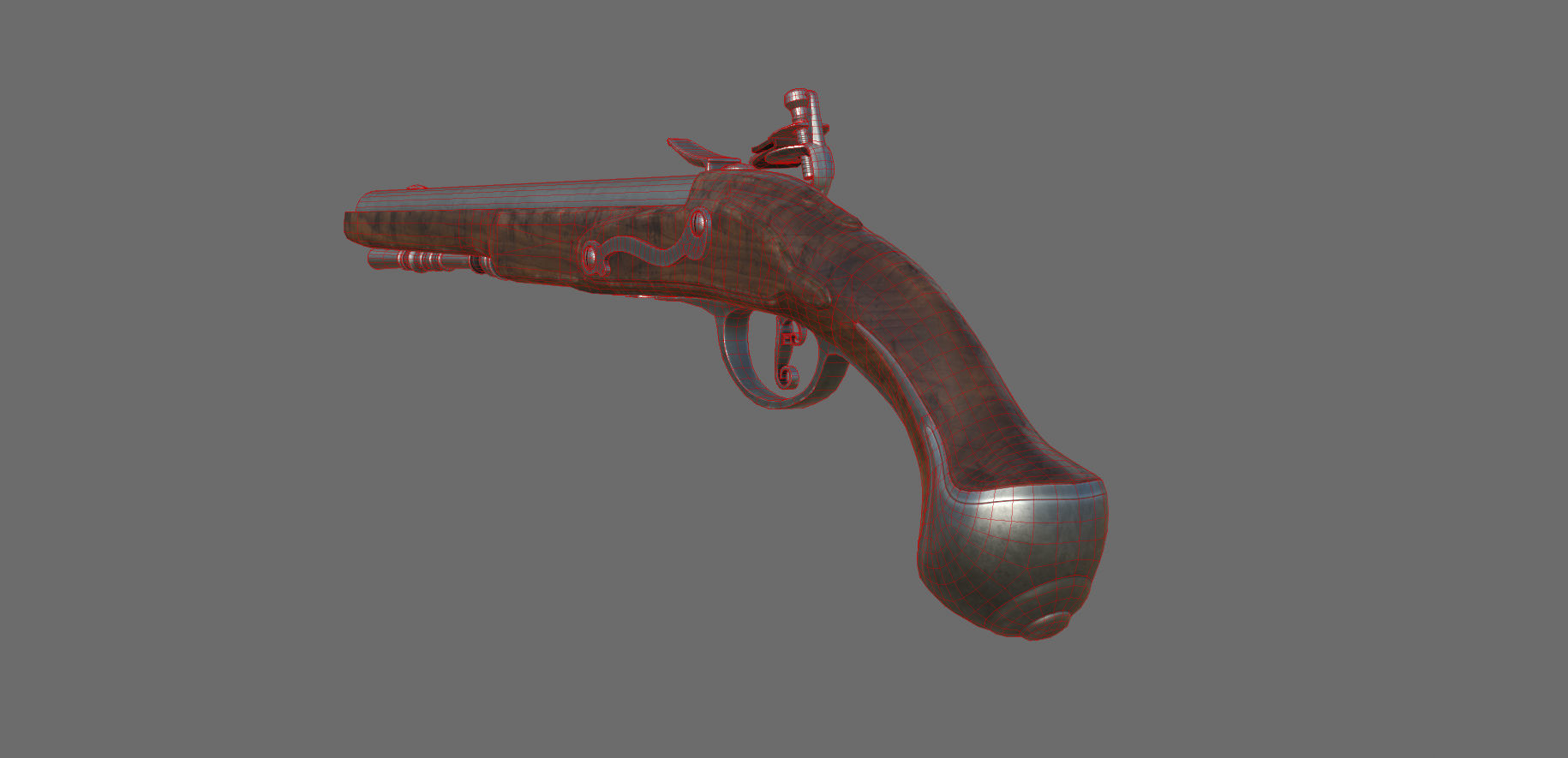 Weapon - Flemish Flintlock Pistol Low-poly 3D model_36