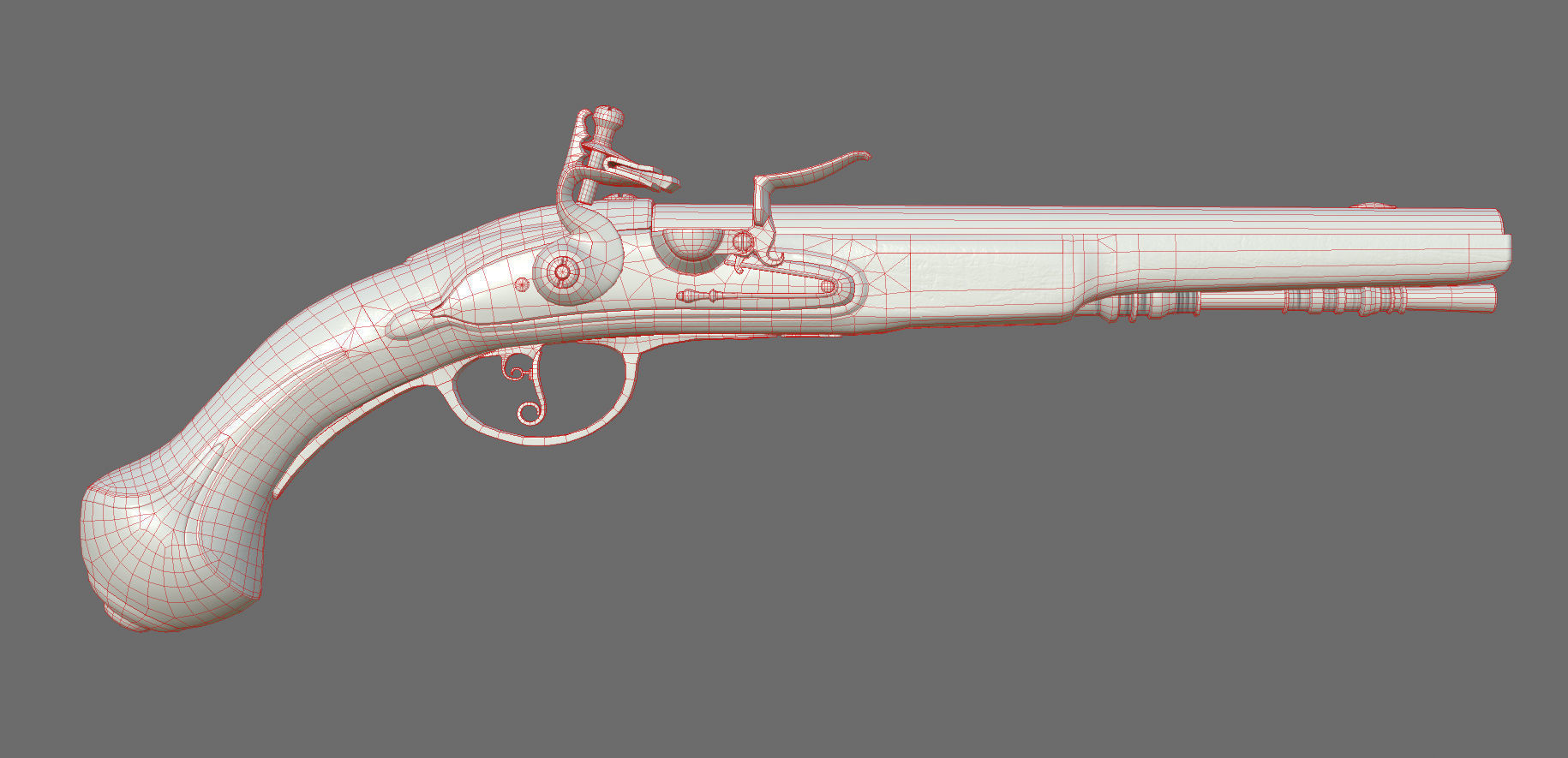 Weapon - Flemish Flintlock Pistol Low-poly 3D model_39