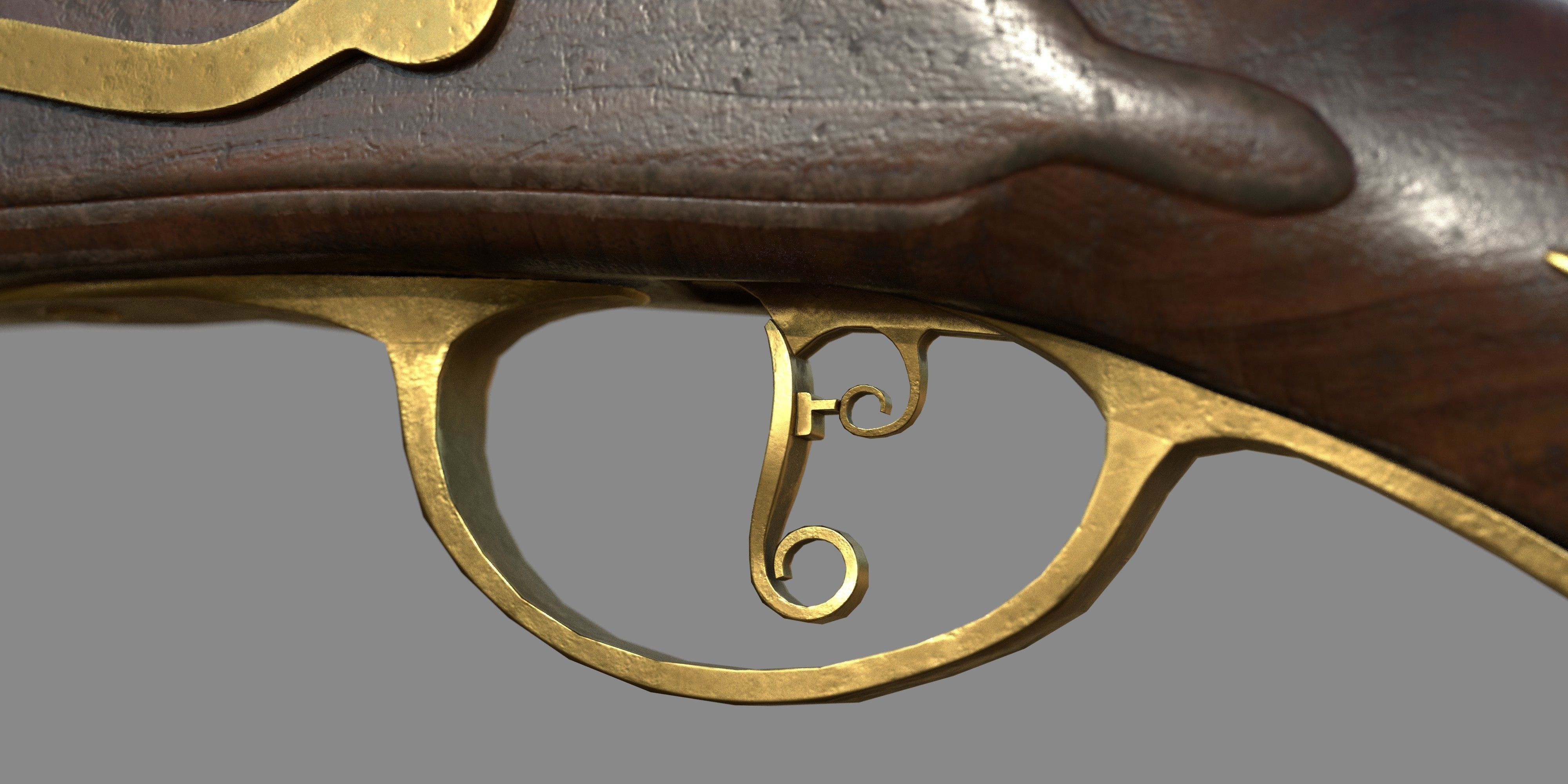 Weapon - Flemish Flintlock Pistol Low-poly 3D model_17
