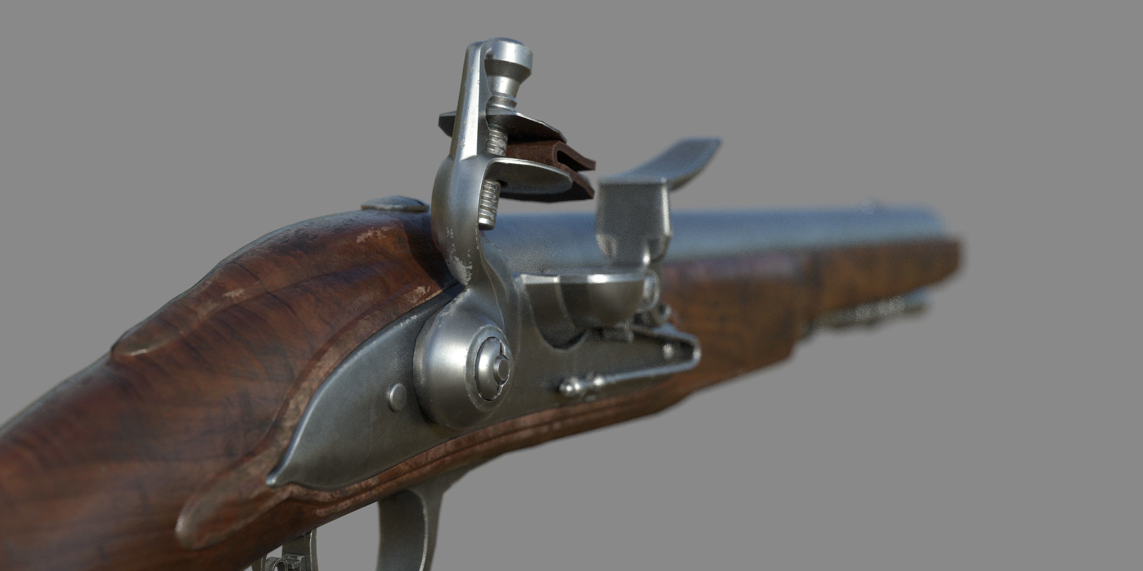 Weapon - Flemish Flintlock Pistol Low-poly 3D model_19