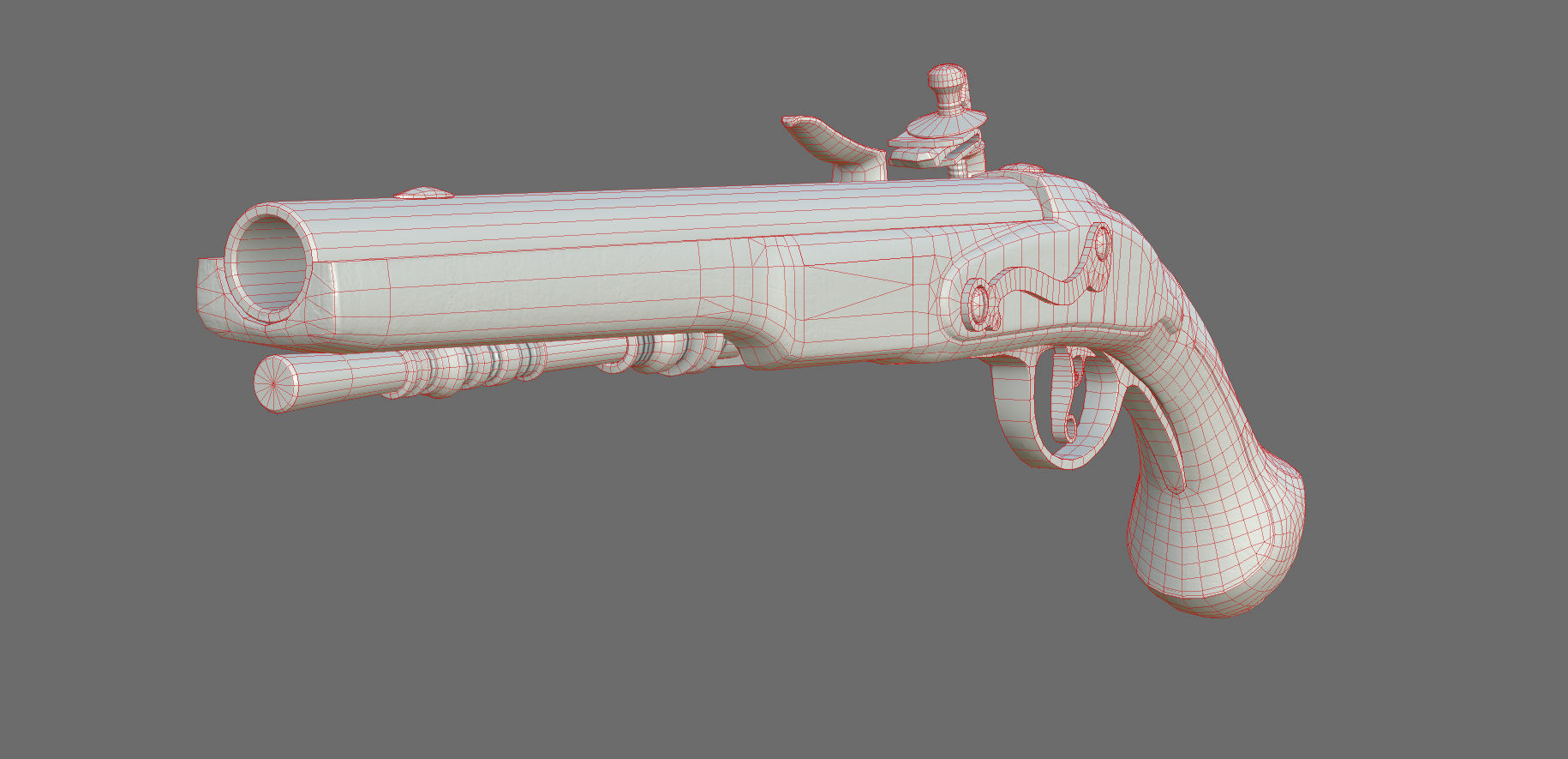 Weapon - Flemish Flintlock Pistol Low-poly 3D model_41