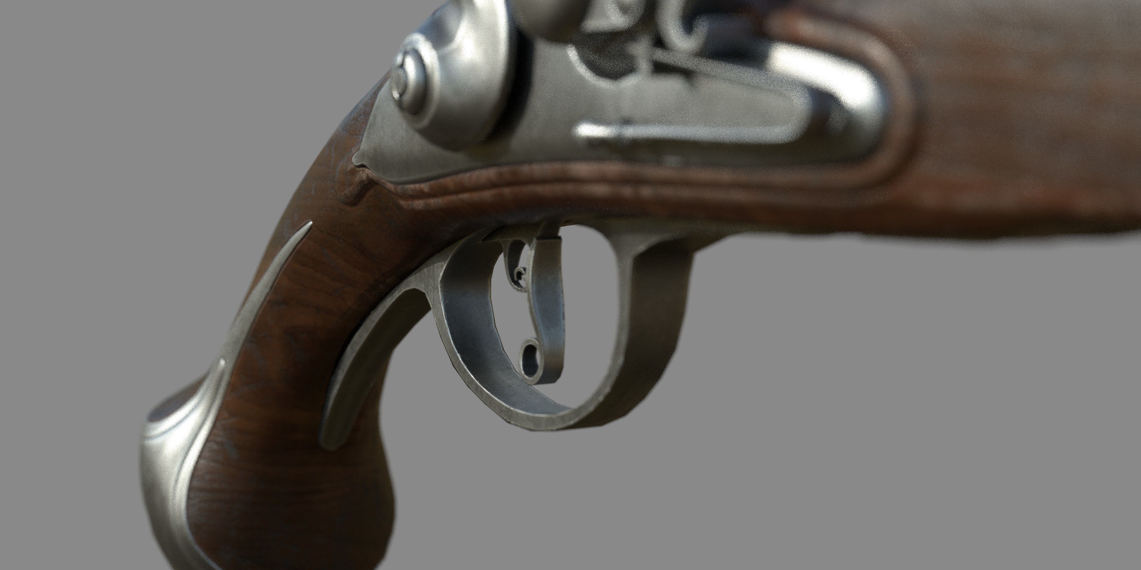 Weapon - Flemish Flintlock Pistol Low-poly 3D model_20