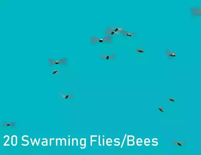 Low Poly Background Flies and Bees Animated Low-poly 3D model