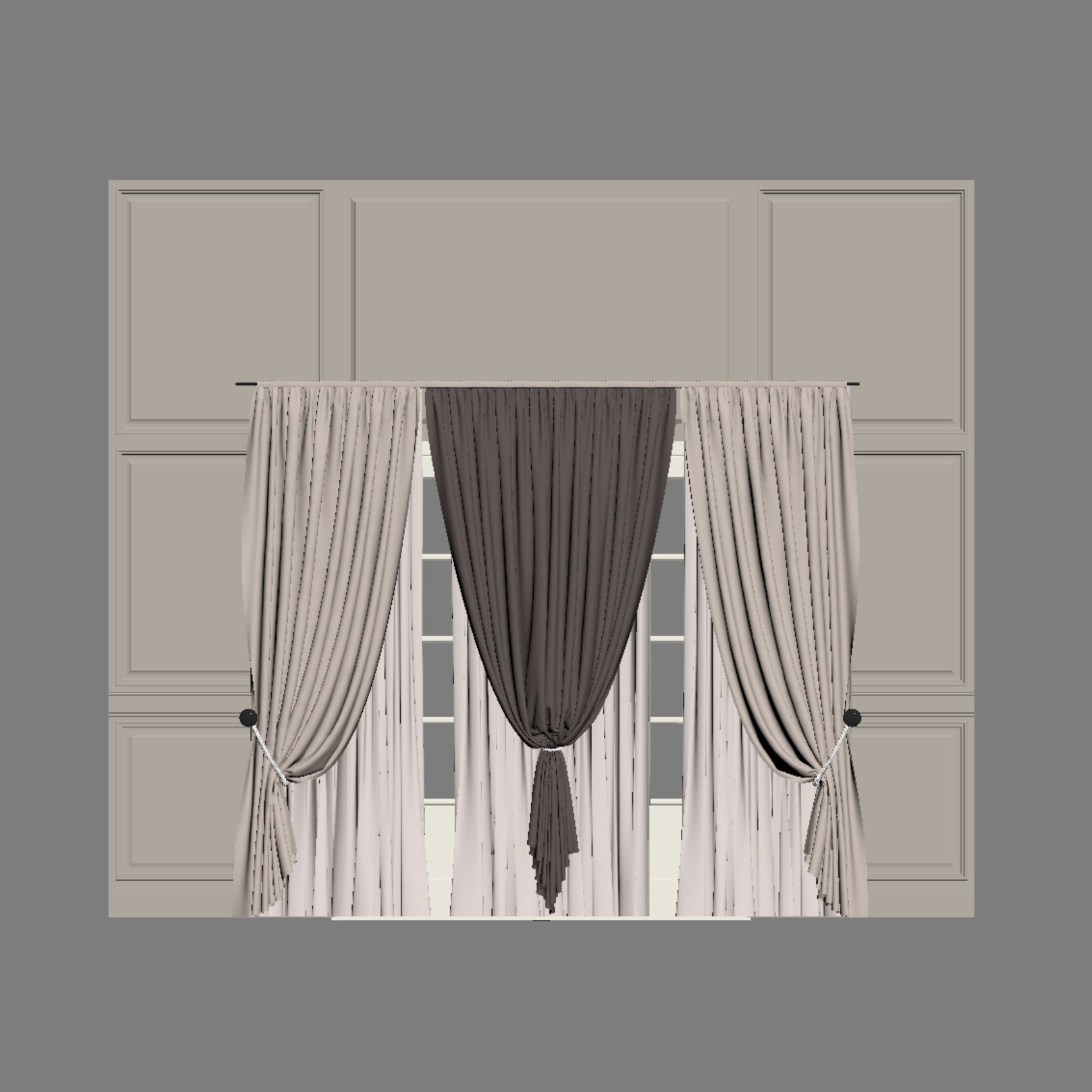 curtains room with on wall 3D model_1