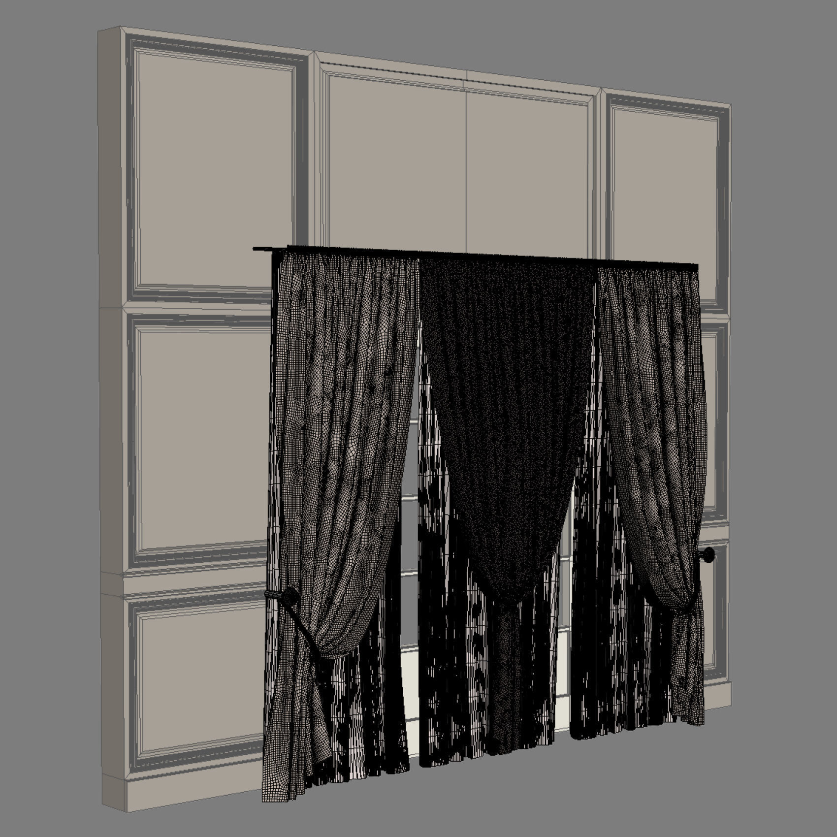 curtains room with on wall 3D model_5
