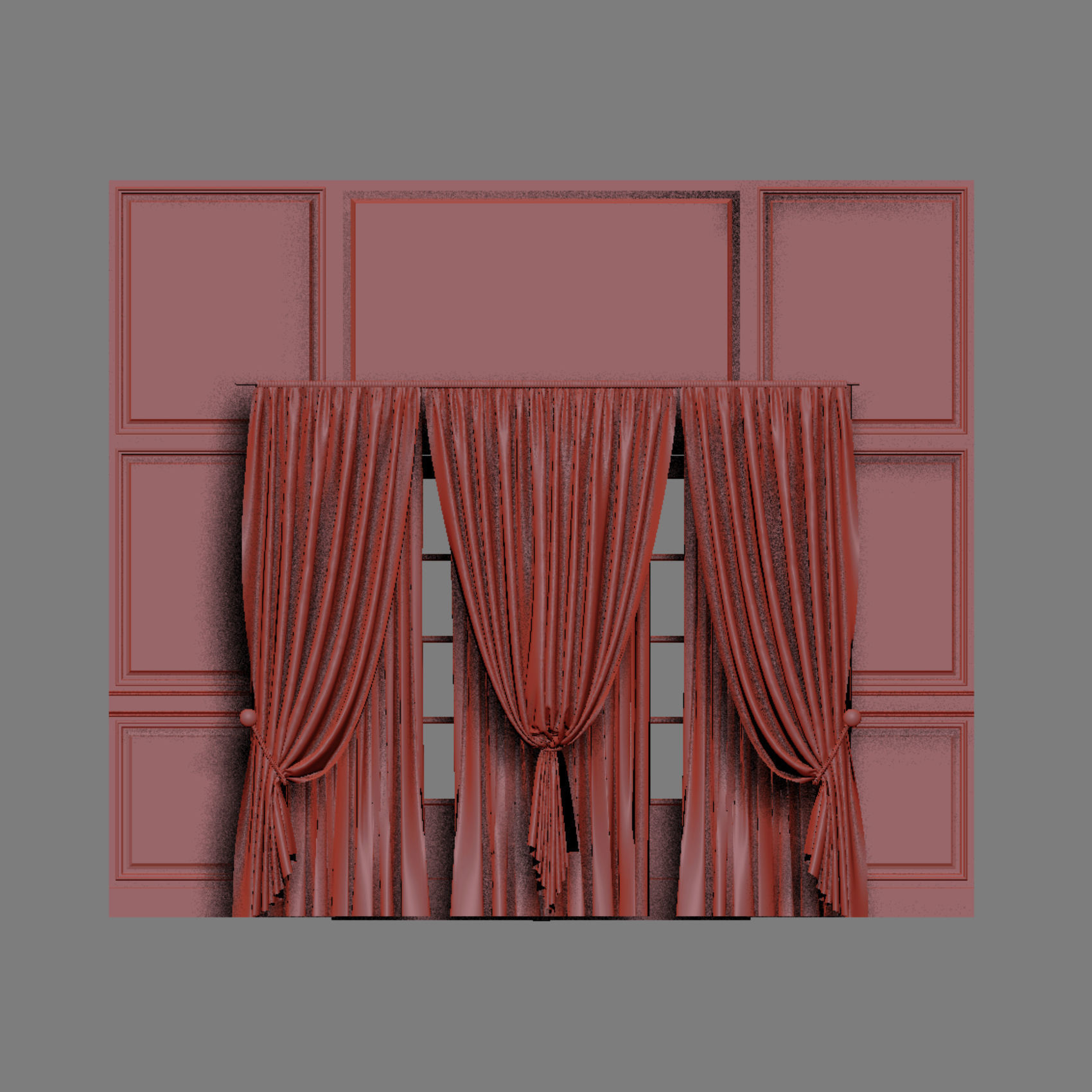 curtains room with on wall 3D model_3