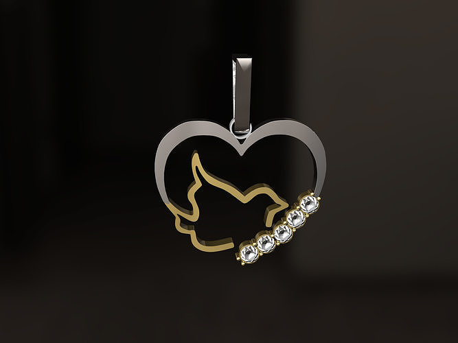 PendantR heart pendant with diamonds 3D print model