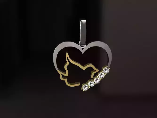 PendantR heart pendant with diamonds 3D print model