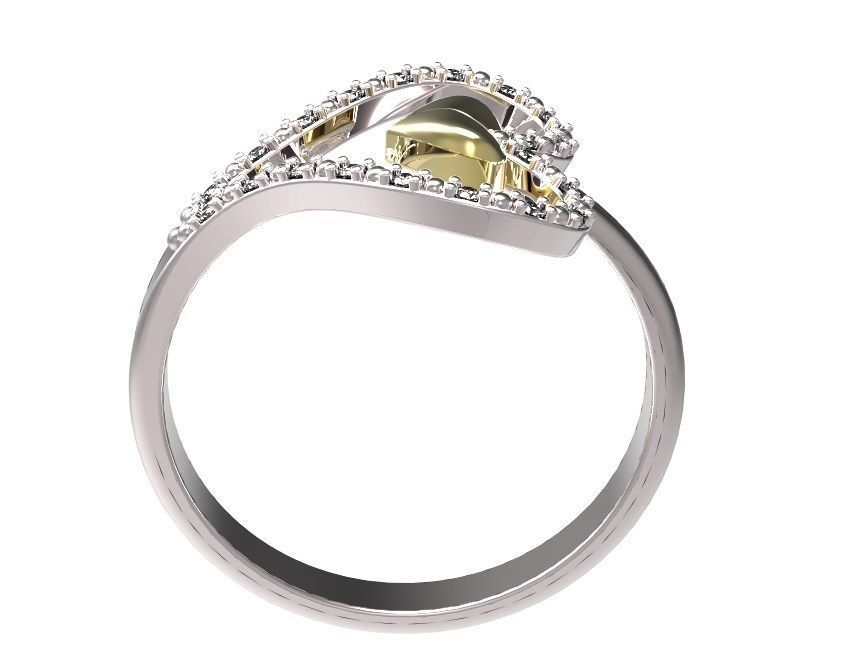 Ring two heart shaped rings with diamonds 3D print model_7