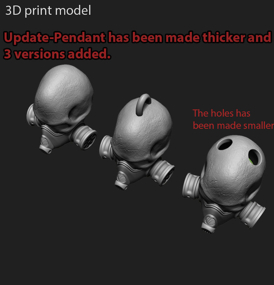 skull pendant jewelry with mask for bikers vol1 3D print model_7