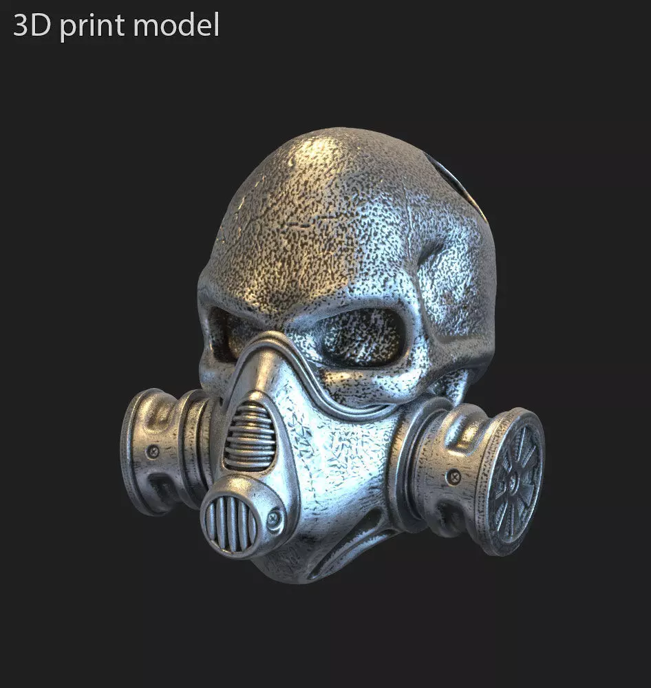skull pendant jewelry with mask for bikers vol1 3D print model_0